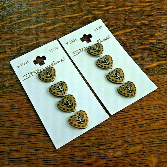 Vintage Buttons Hearts Daisy Flowers Hand Knit 2 Cards Flora K1001 Wool Cardigan - Picture 15 of 16